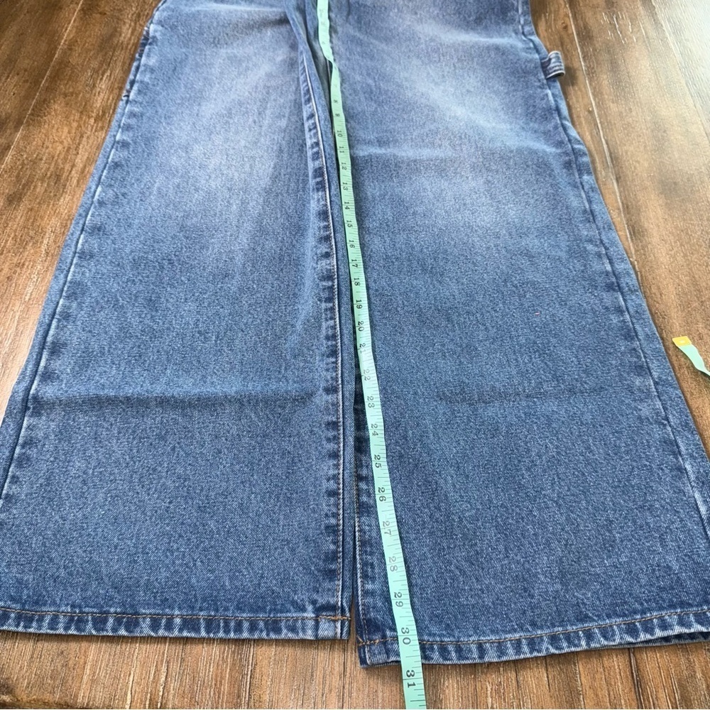 Edikted Baggy Mid Rise Wide Leg Carpenter Cago Jeans blue Pant 90s y2k - Picture 13 of 15